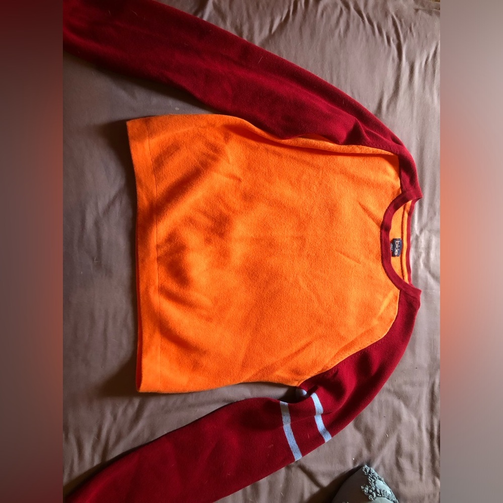 Two-Tone Orange and Burgundy Men's Sweater